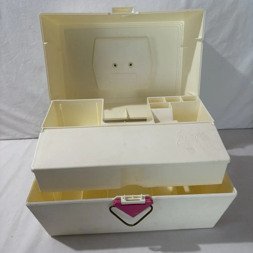 Caboodles Make Up Nail Polish Organizer Off White Pink Vtg 80s Model 2700 Retro